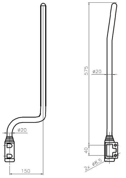 Bras support de rétroviseur L575 EA40 Ø20 vue 2