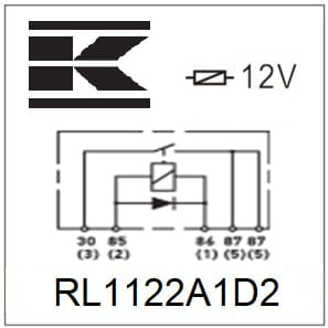 Mini relais 12V, double contact à fermeture, 2x20A, diode, sans support vue 3