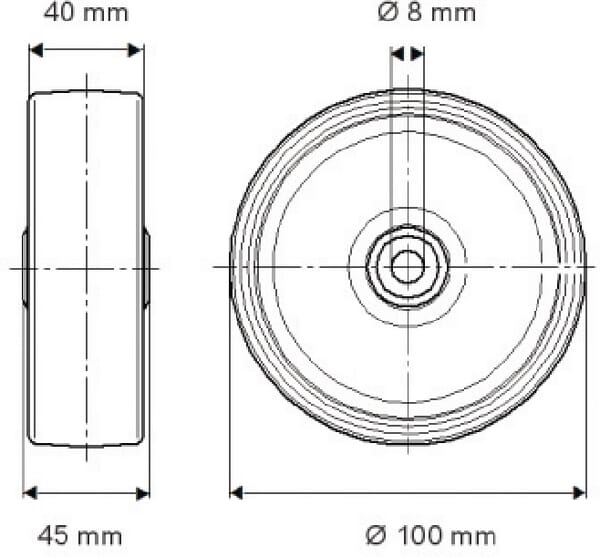 Roue 100 mm vue 2