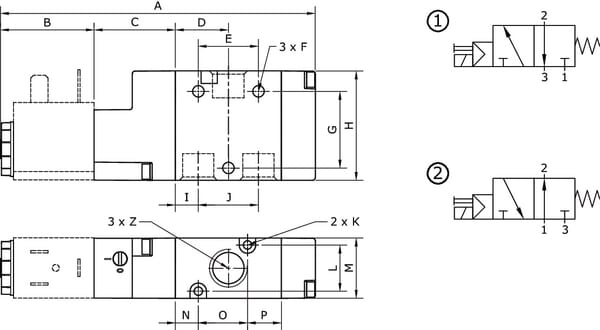 Vanne magnétique 3/2 NC-1/4" vue 2