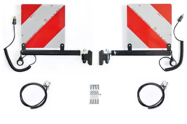 Jeu de panneaux d'avertissement de surlargeur, support télescopique à changement rapide escamotable, feu de position 12/24V — réf. V303LEDKR