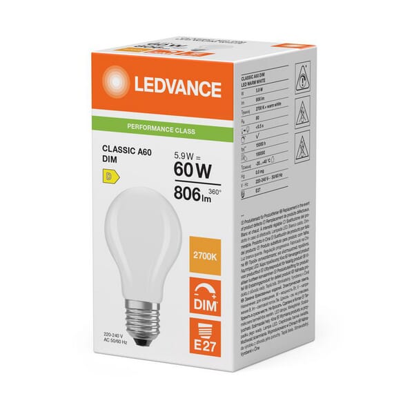 Lampe LED 5,9 W 827 E27 · réf. CLA60D827FG5