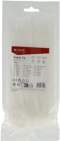 Collier de serrage 4,8 x 200 mm, blanc, 100 pièces — réf. TR0148200WHI