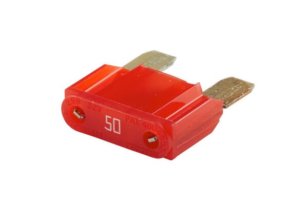 Fusible lame maxi 50A longueur 34,1mm rouge pack 10x Hella · réf. 8JS728595161