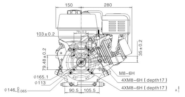 Loncin G270 1-cyl 8 hk 25x60 mm - Vaaka-Akseli Moottorit - G270FA - 3