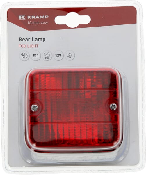 Feu antibrouillard carré, 12V, rouge, 85x52x75mm — réf. LA99370KR