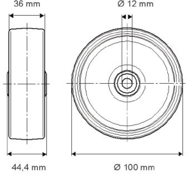 Roue 100 mm vue 2