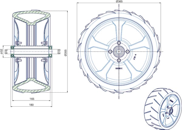 Roue semi-pneumatique vue 3