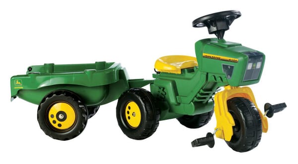 Tracteur à pédales avec chargeur frontal et remorque, John Deere, à partir de 2,5 ans, rollyTrac de Rolly Toys — réf. R05276