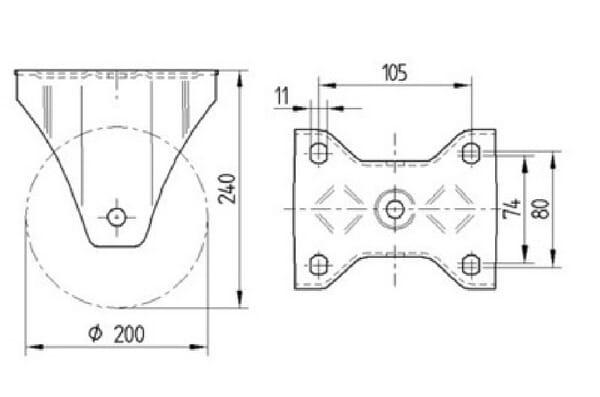 Roulettes pour charges lourdes à bandage en polyuréthane vue 2