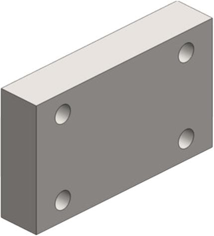 Plaque de montage pour anneaux d'attelage avec bride 140 x 80 mm 4 trous M20 200 x 120 x 40 mm Scharmüller · réf. 00645202