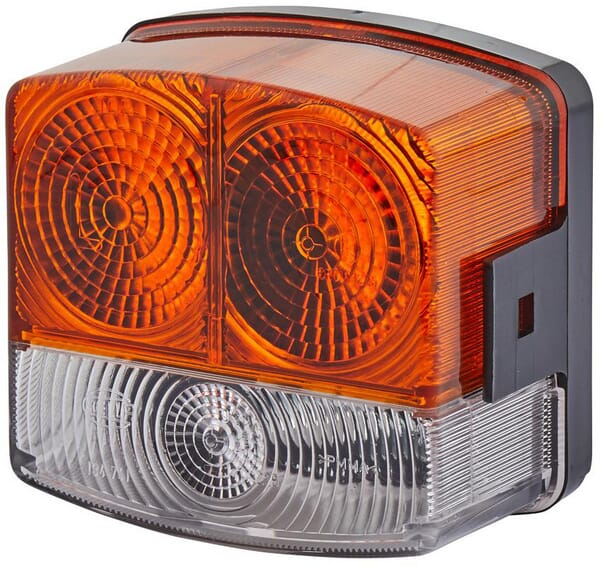 Feu de direction et de position LH 21/10W, carré, 12V, ambre/transparent, à boulonner, 95x54.5x90mm, Hella — réf. 2BE002776251