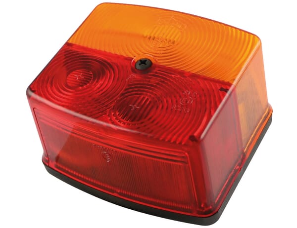 Feu arrière carré, 12V, orange/rouge, à visser, 95x85x55mm, BBS(K) 6025, droit — réf. 106025120