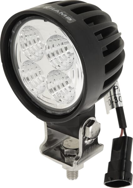  Lampe de travail LED, 40W, 4000lm, ronde, blanche, 10/30 V, 84x126x71.8mm, prise AMP, faisceau spot, 4 LED, 360 degrés, Kramp — réf. LA10551SP