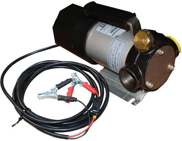 Pompe fuel 12V 34l/min avec pattes et câble 2m avec pinces batterie — réf. 137982