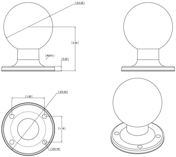 Boule de base ronde D vue 3