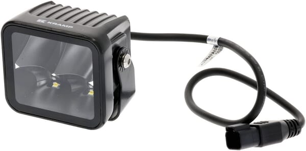 Lampe de travail indirecte LED, 40W, 4800lm, carrée, 12/24V, blanche, 81x82,5x67,5mm prise Deutsch, faisceau étroit, 4LED — réf. LA10607
