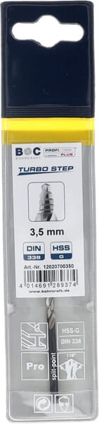 Vrták 3,5 mm HSS-DIN 338-G TURBO STEP