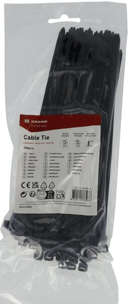 Collier de serrage 4,8 x 200 mm, FW noir, 100 pièces — réf. TR01FW48200BLA