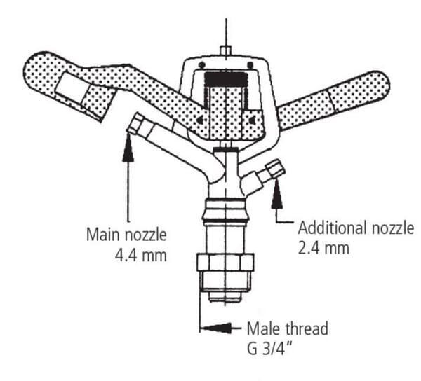 Arroseur tournant V35 mâ 3/4" vue 2