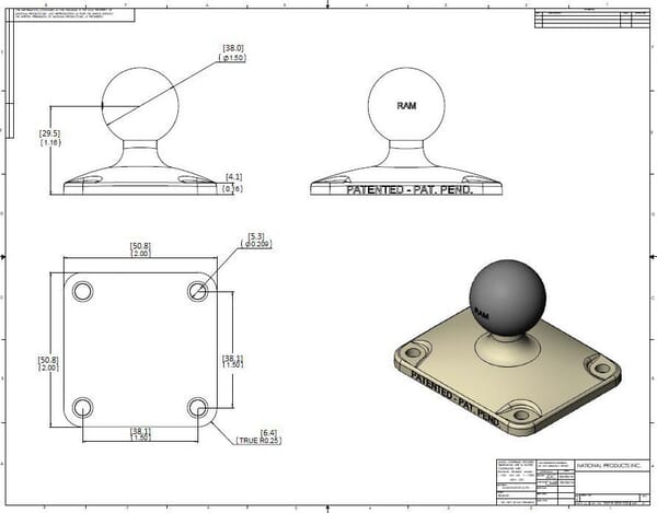 Plaque de montage 2"x2" "C" vue 3