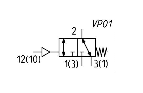 Distributeur 3/2, monostable vue 3