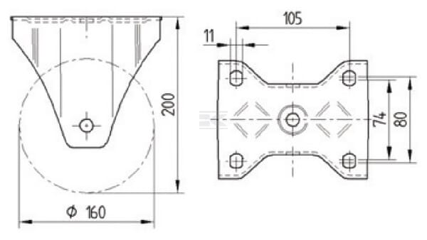 Roulettes pour charges lourdes en polyamide vue 3