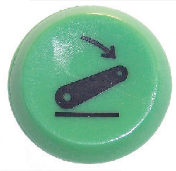 Interrupteur poussoir, abaissement du relevage, rond, vert vue 2