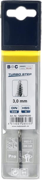 Vrták 3,0 mm HSS-DIN 338-G TURBO STEP