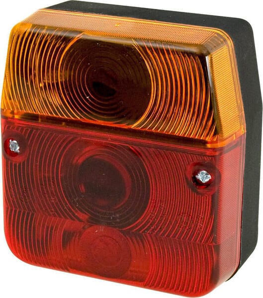 Feu arrière carré, 12/24V, ambre/rouge, à visser, 110x102mm, Promot — réf. 1400680200