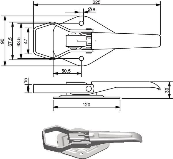 Fermeture excentrique zinguée vue 2