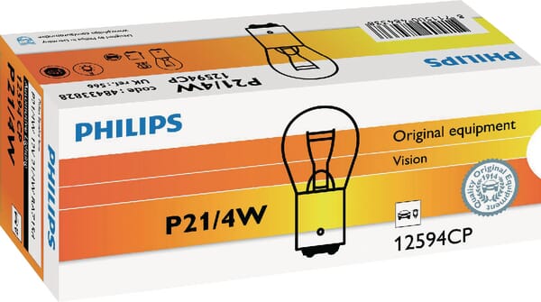 Ampoule conventionnelle P21/4W 12V 4W/21W BAZ15d Philips · réf. GL12594