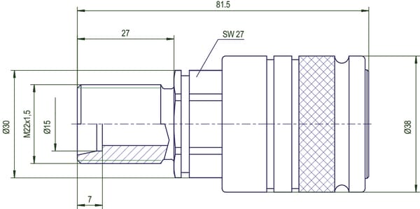 Raccord rapide SKP femelle cloison 15L, Kramp vue 3