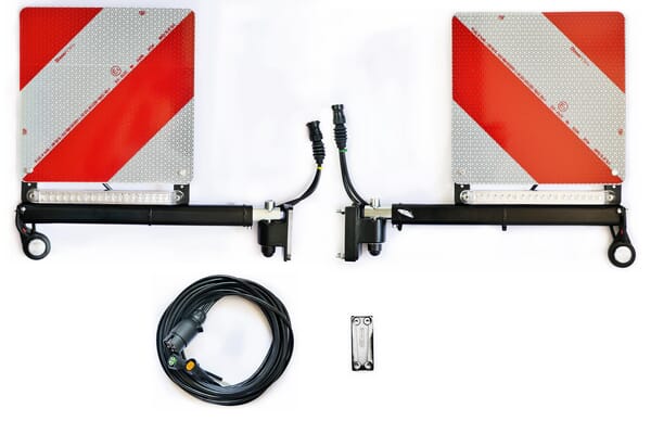 Jeu de panneaux d'avertissement de surlargeur, support télescopique à changement rapide escamotable, feu arrière 12V — réf. V314DYNKR