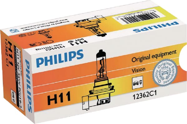Ampoule halogène H11 12V 55W PGJ19-2 Philips — réf. GL12362LL