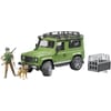 U02587 Land Rover Defender station wagon with forester and dog