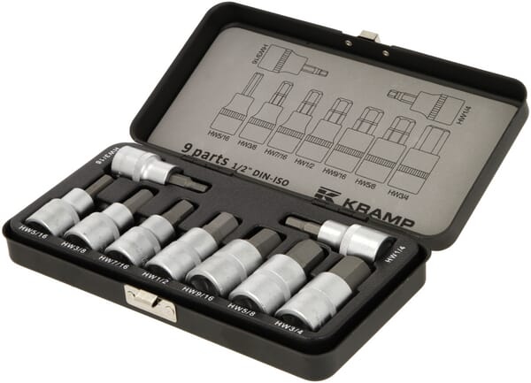 Jeu 9 douilles 1/2" 6 pans, pouce — réf. 18049240093KR