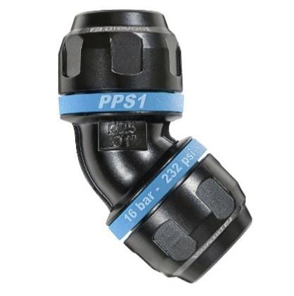 Coude en aluminium de 20 mm de diamètre à 45° — réf. PPS14C20
