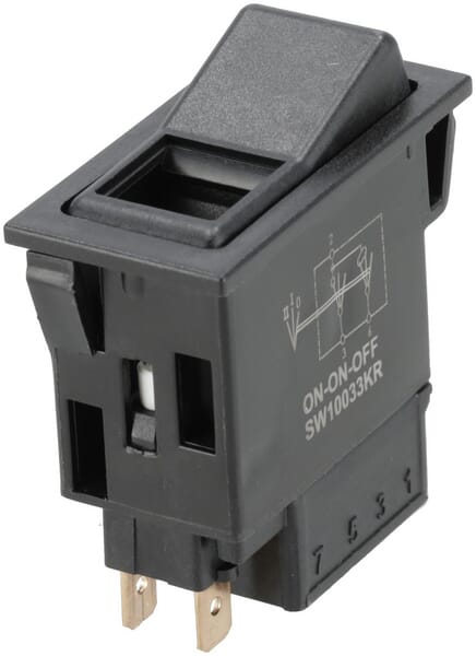 Interrupteur à bascule, II+I-0, off-on-on, 12/24V, 5 pôles, éclairage de fonction, avec ampoule — réf. SW10033KR