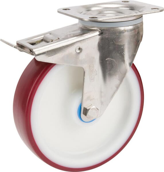 Roulettes pivotantes en acier inoxydable à bandage en matière synthétique · réf. 8477UAD200P63