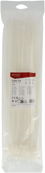 Collier de serrage 4,8 x 370 mm, blanc, 100 pièces — réf. TR0148370WHI