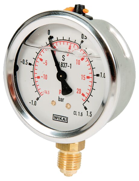 Manomètre, Ø63mm, de -1 à +1,5 bar, raccord inférieur 1/4" · réf. B711WM0631015D