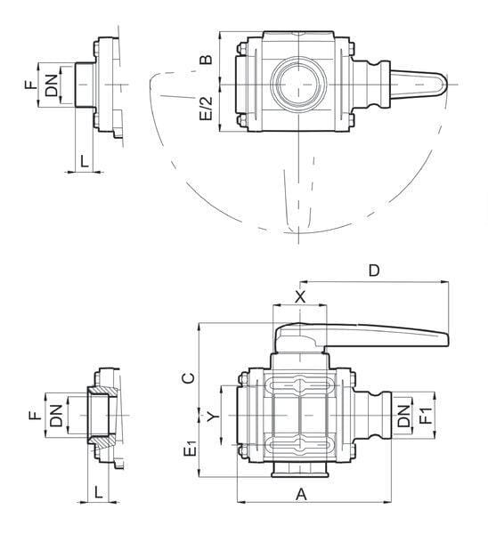 Bille - soupape 3 voies 2" F vue 3