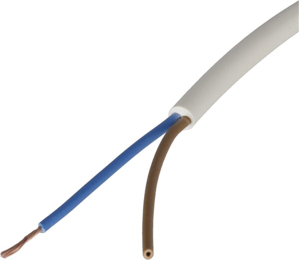 Câble 2x0,75mm² blanc, PVC, par m, Helukabel · réf. H05VVF2X075WH