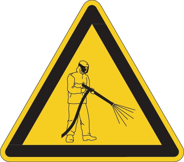 Příkazové a zákazové značky, Hochdruckstrahl (Vysokotlaký paprsek)