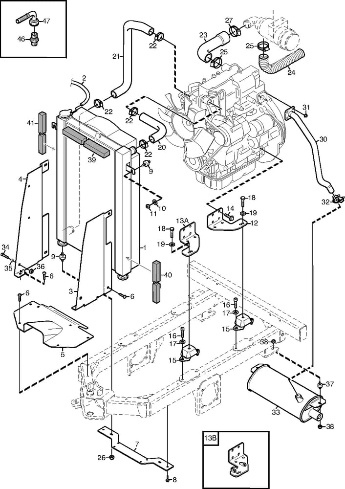 Motor a chladicí systém – Stiga Titan 26 B (13-7432-22 / 13-7433-22)