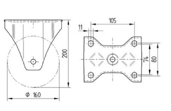 Roulettes pour charges lourdes à bandage en polyuréthane vue 3