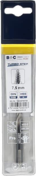 Vrták 7,5 mm HSS-DIN 338-G TURBO STEP