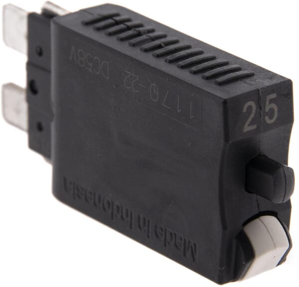 Fusible réinitialisation manuelle thermique 28V 25A longueur 51,6mm blanc E.T.A · réf. SI26025