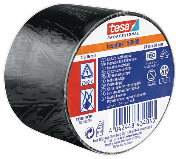 Elektroizolační páska, černá, 25 m x 50 mm, TesaFLEX®